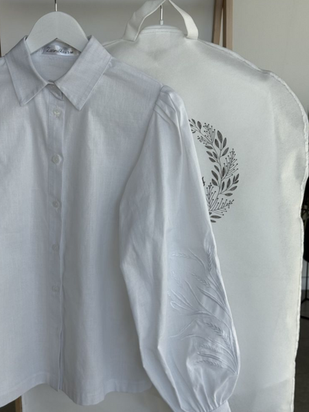 Сорочка льон з вишивкою, холодний білий BL-1-1-1(l-xl) фото