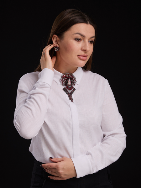 Сорочка з льону, біла  BL(2xl-3xl) - 1-5 фото