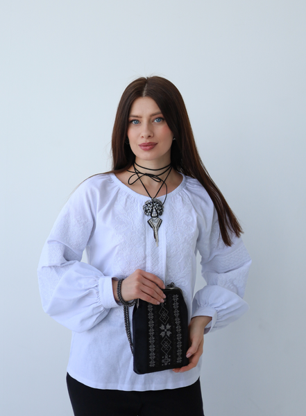 Вишиванка лляна, біла BL-1-3(s) фото